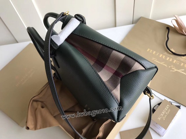 Burberry專門店新款小號綠色托特包 巴寶莉粒面小牛皮女士手提肩背包 yxb1013